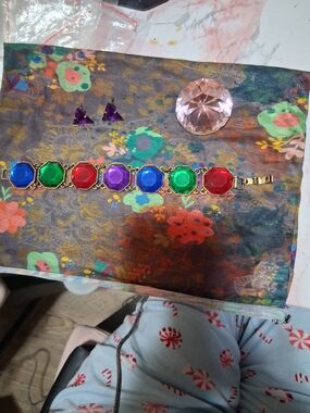 Colorful Gemstone Link Bracelet - Multicolor